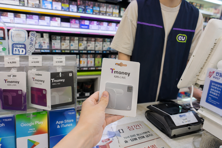 Buying a transportation card in Korea at a convenience store